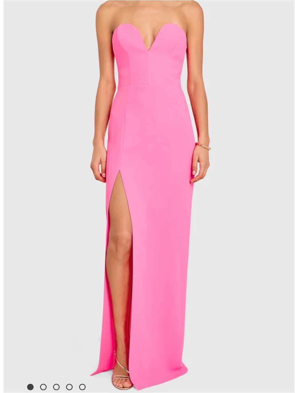 Amanda Uprichard Hot Pink Strapless Gown with Thigh Slit